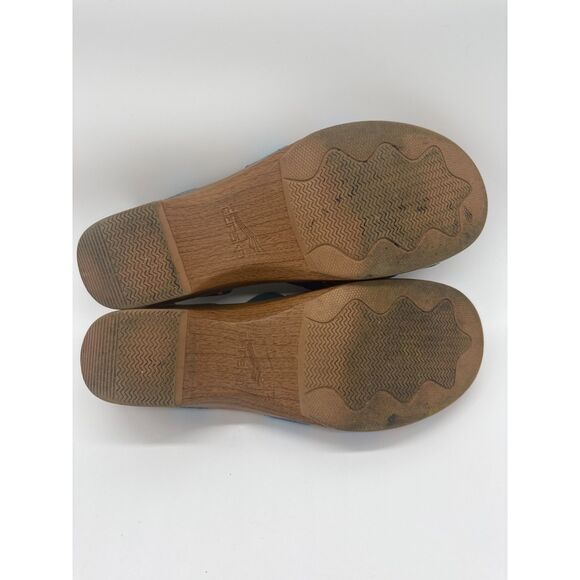 Dansko Stevie Platform Wedge Buckle Adjustable Strap Blue Leather Sandal Size 41 - Picture 5 of 6